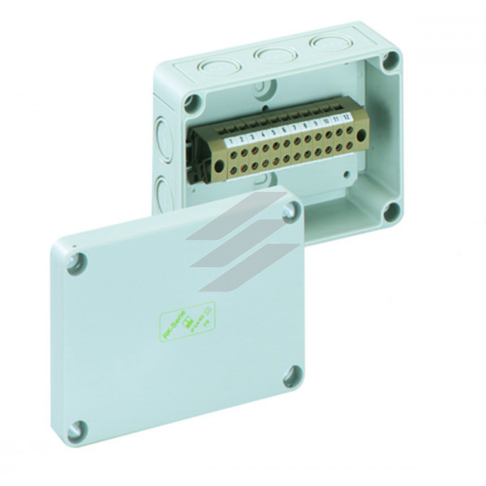 Корпус RKK 4/15-15х4² (130х94х57мм), клема 15х4мм², полістирол, метричні вводи-10місць під М16/20, IP66, Spelsberg